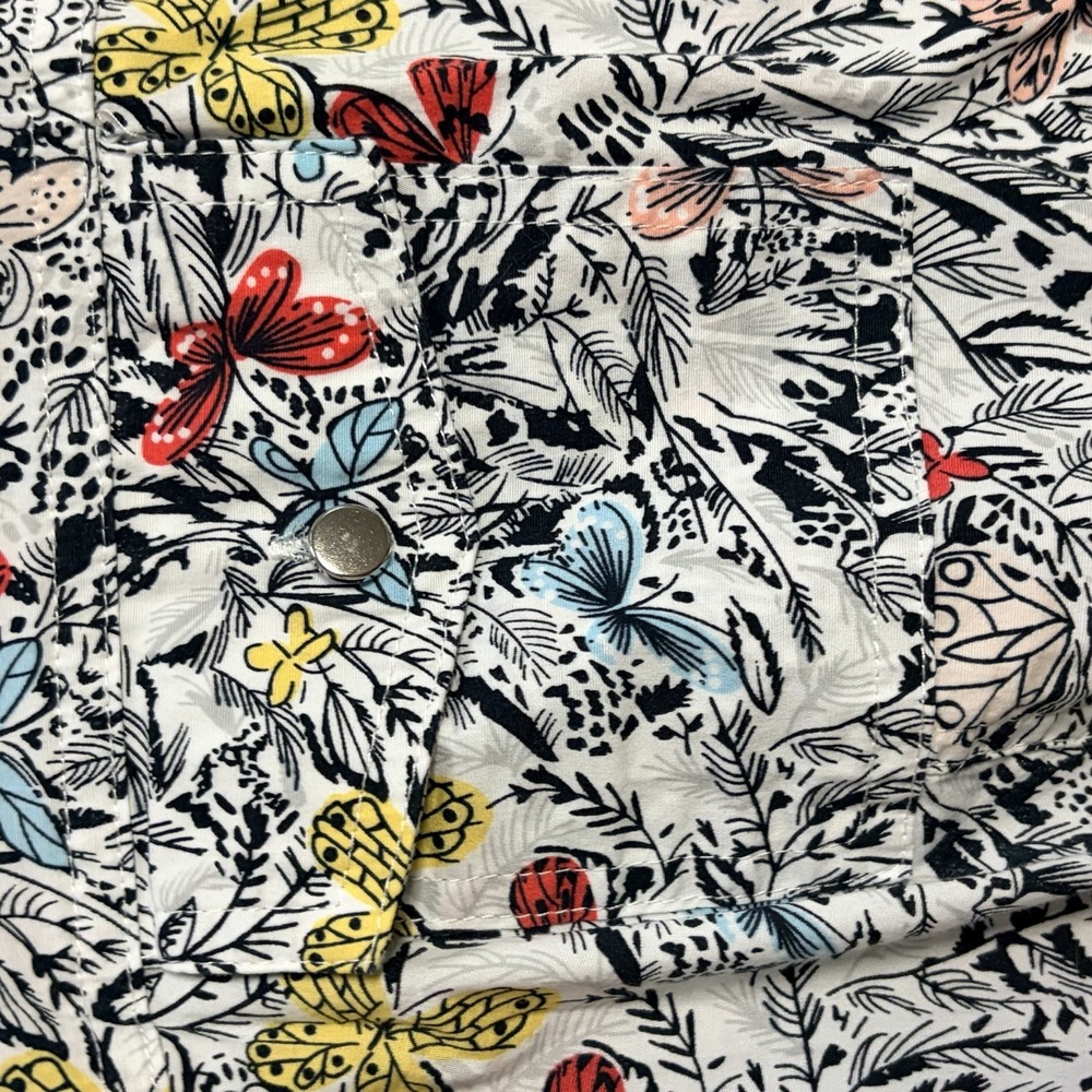 Christopher & Banks Women's 3/4 Sleeve Roll Tab Button Up Floral Print Shirt 1X - Picture 4 of 8